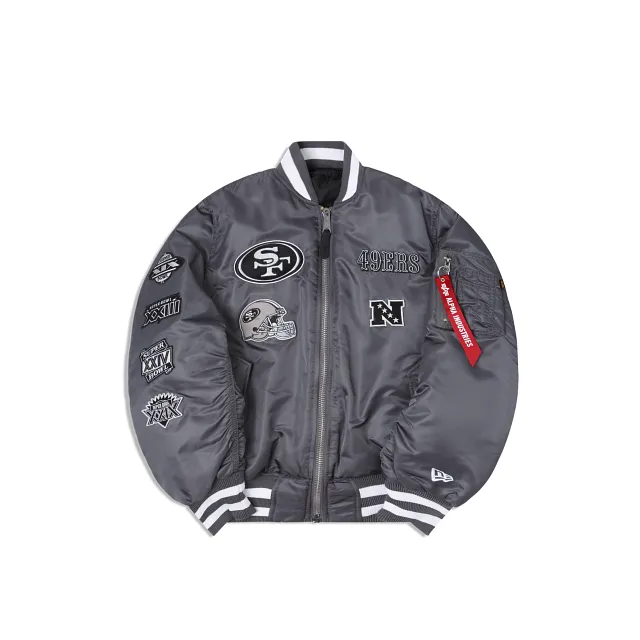 Alpha Industries X San Francisco 49ers Gray MA-1 Bomber Jacket