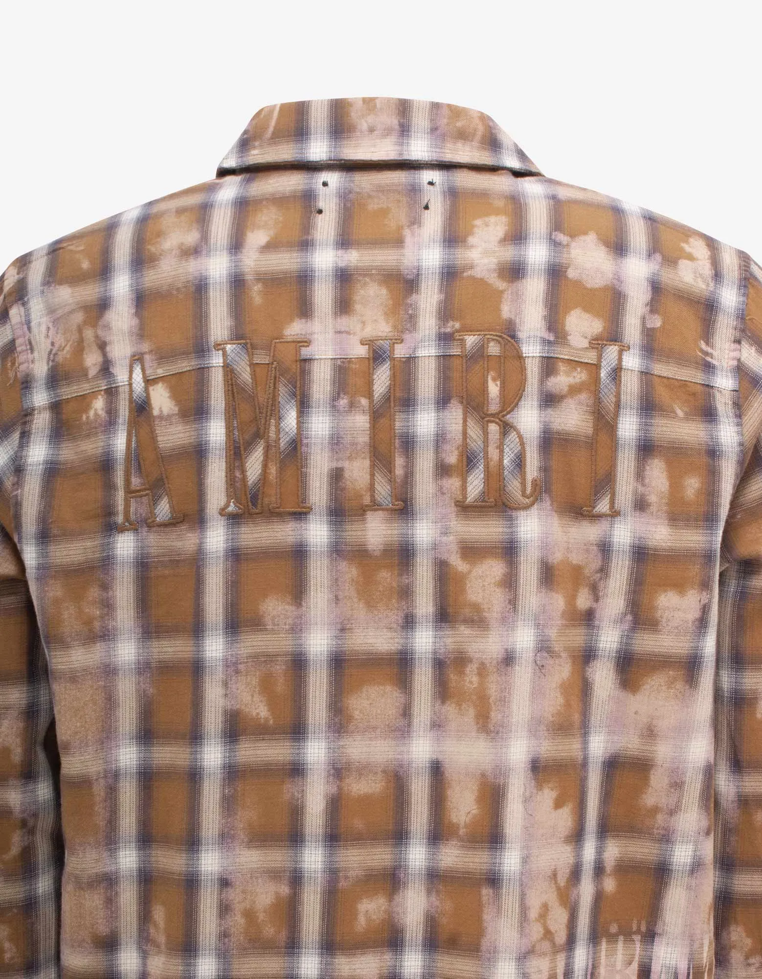 Amiri Brown Bleach Amiri Logo Flannel Shirt