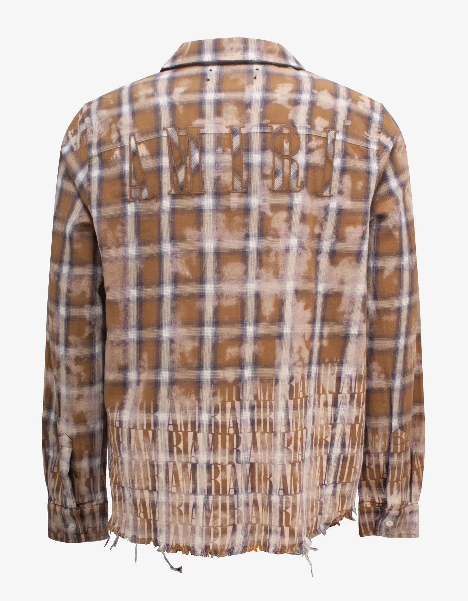 Amiri Brown Bleach Amiri Logo Flannel Shirt