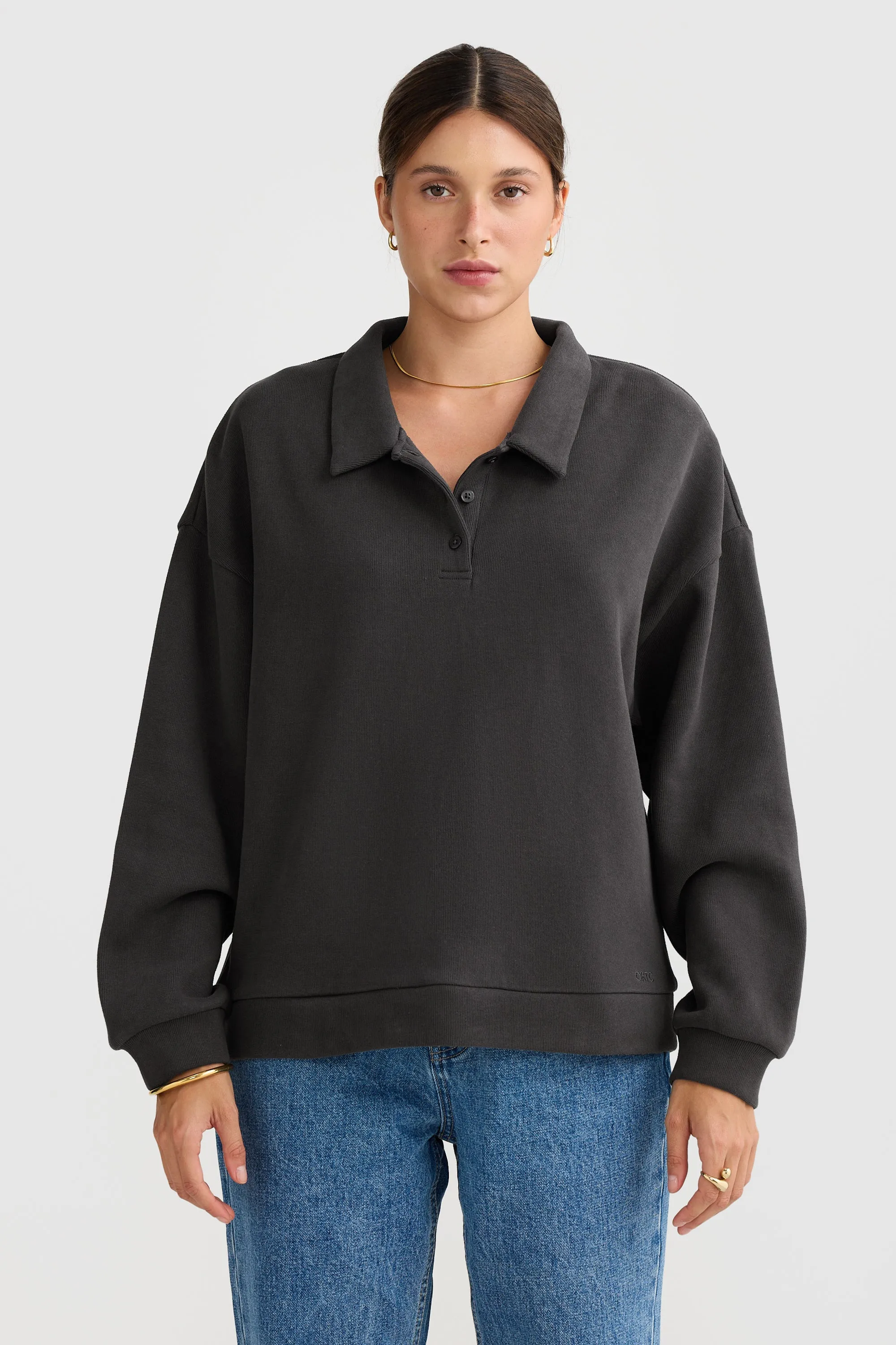 Ava Polo Sweater Washed Black