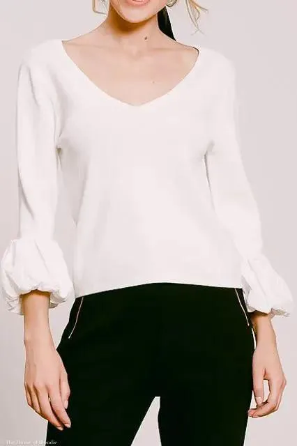 Avery White Knit VNeck Top