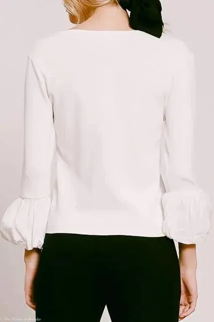 Avery White Knit VNeck Top