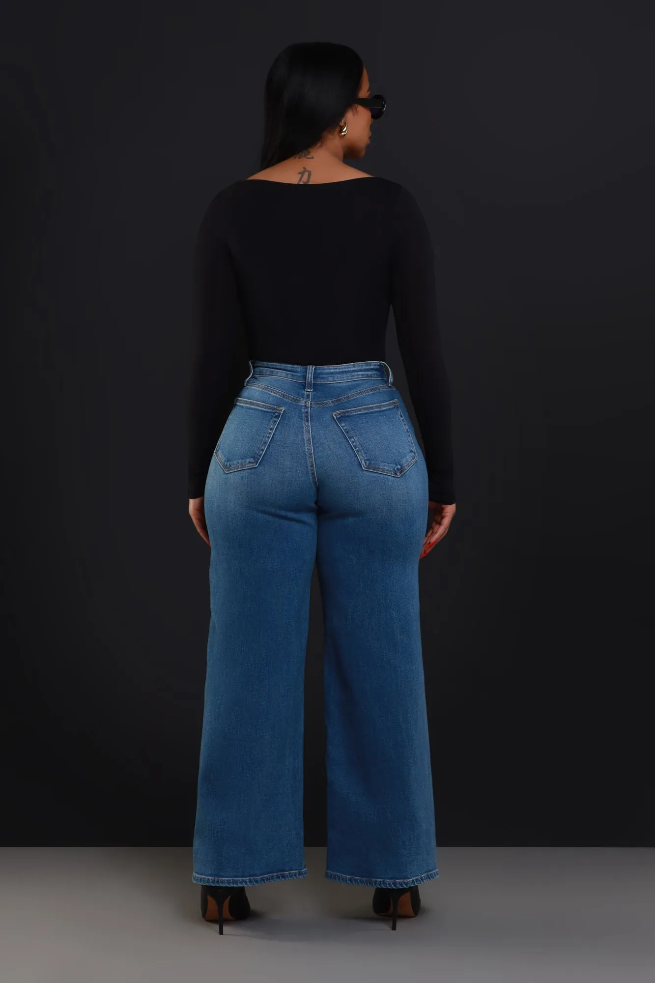 Bite Your Tongue High Rise Wide Leg Jeans - Medium Wash