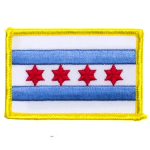 Chicago Flag Gold Border Mini Patch