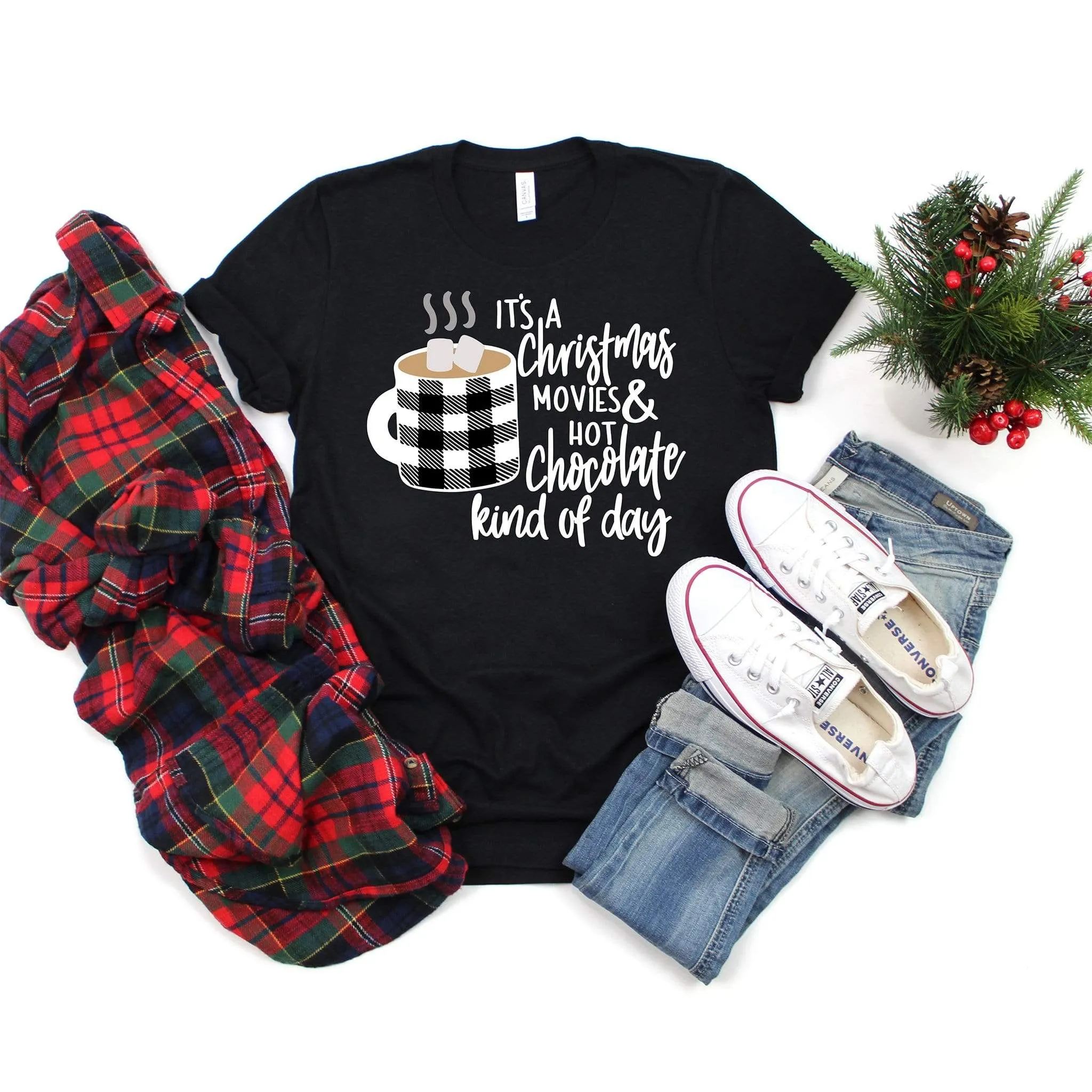 Christmas movies and hot chocolate kind of day christmas t-shirt