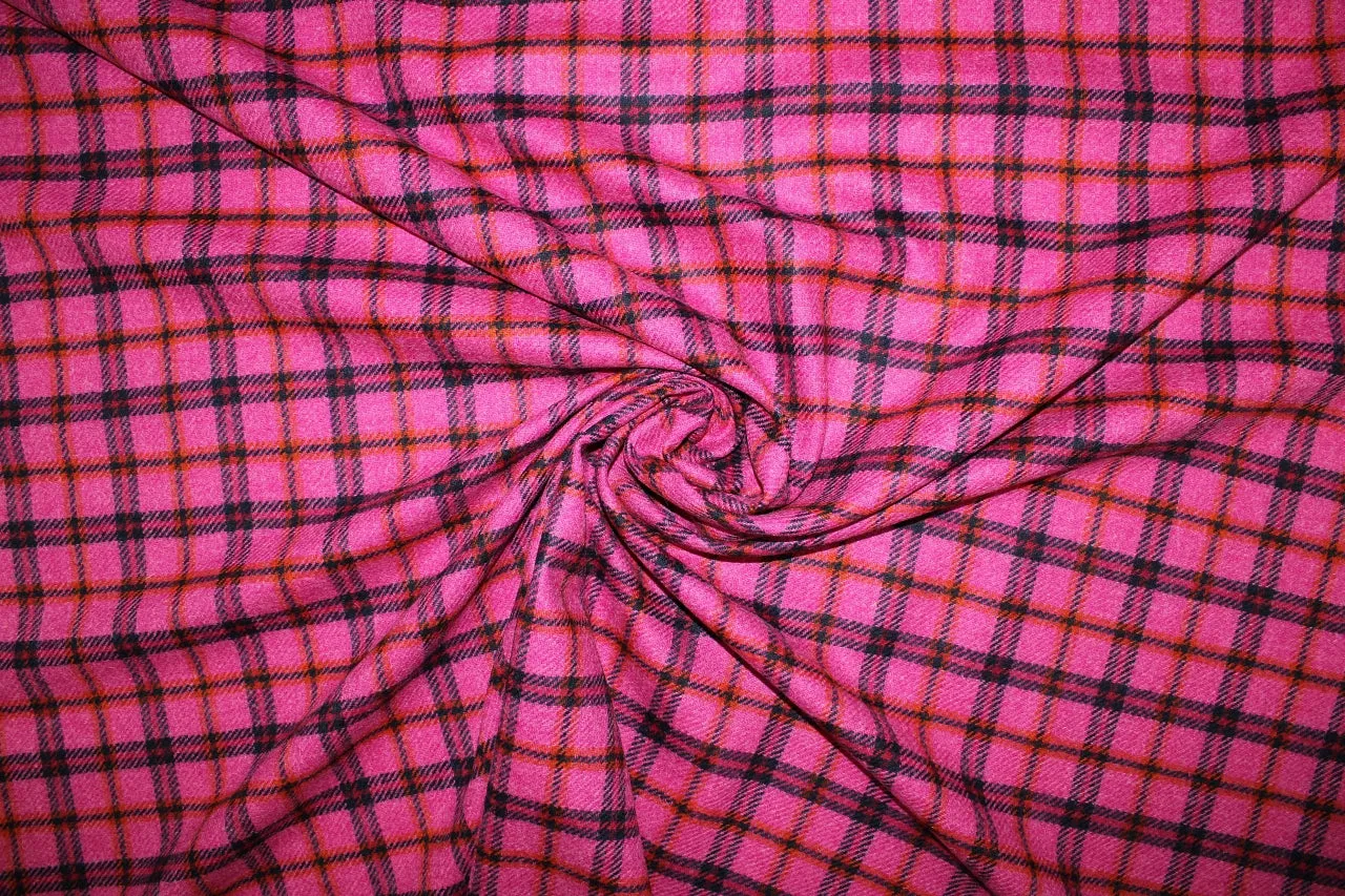 English Wool Plaid Flannel - Pink/Orange/Navy