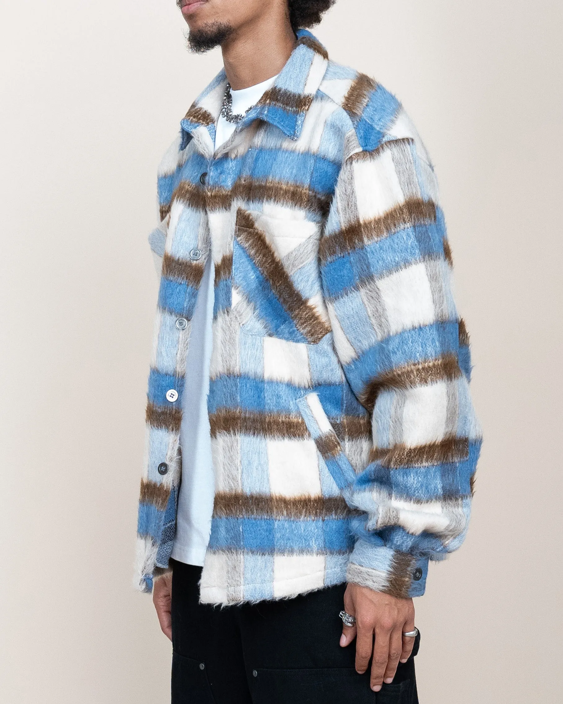 EPTM SIDE SLIT FLANNEL-BLUE/BROWN