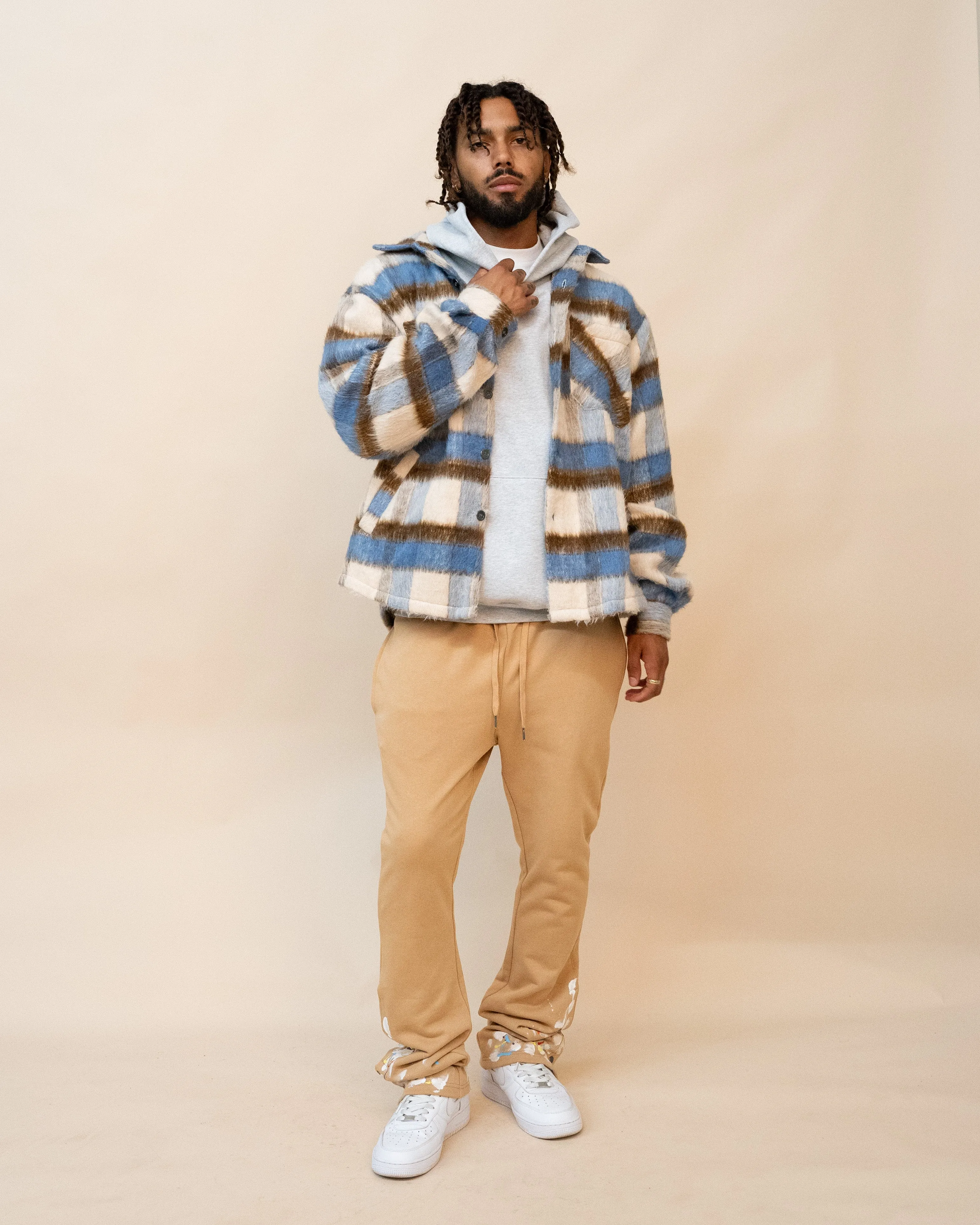 EPTM SIDE SLIT FLANNEL-BLUE/BROWN