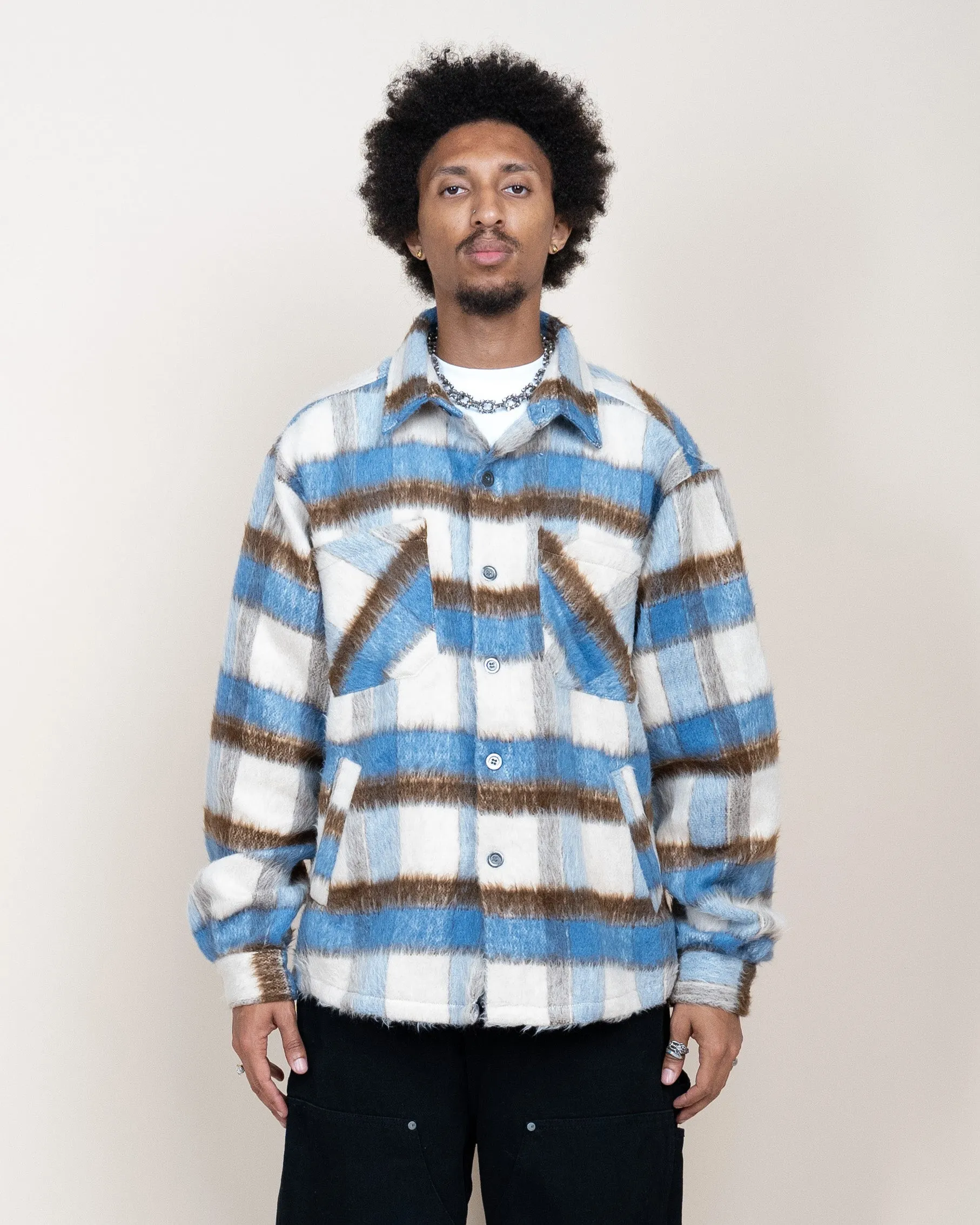 EPTM SIDE SLIT FLANNEL-BLUE/BROWN