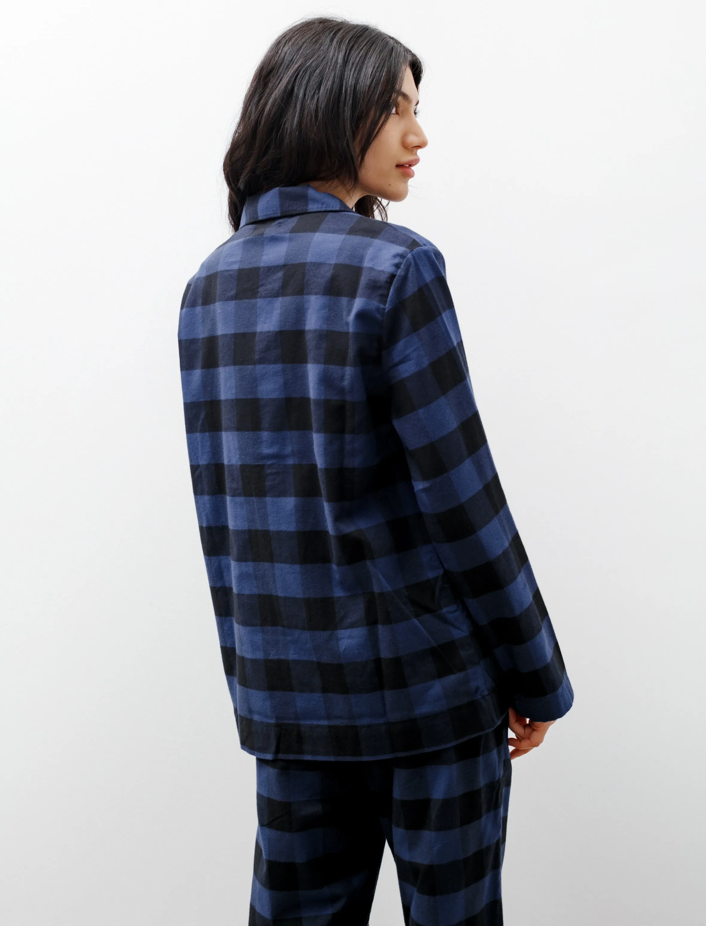 Flannel Pyjama Shirt Gingham Blue