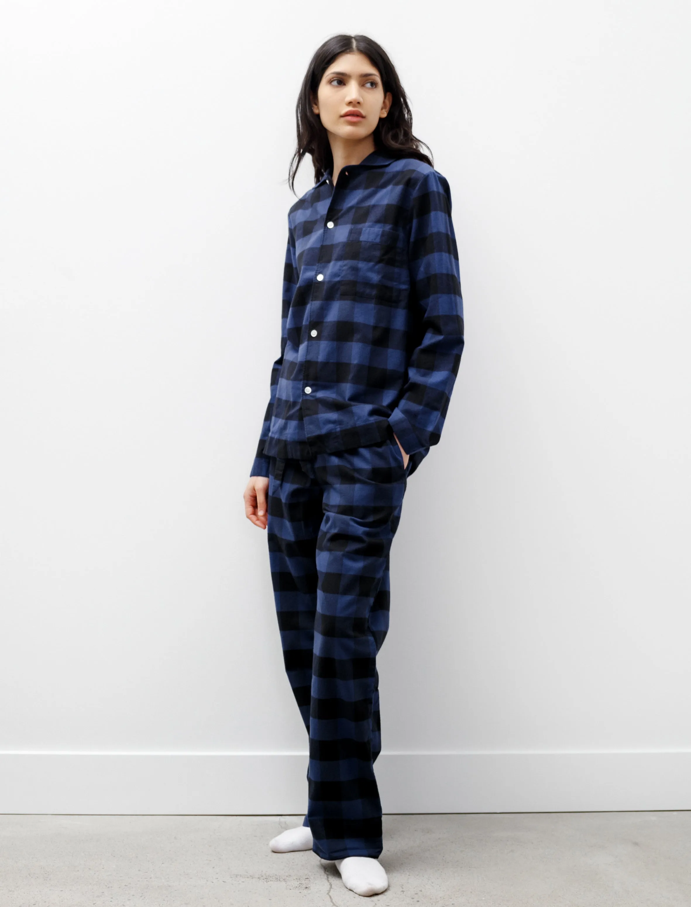 Flannel Pyjama Shirt Gingham Blue