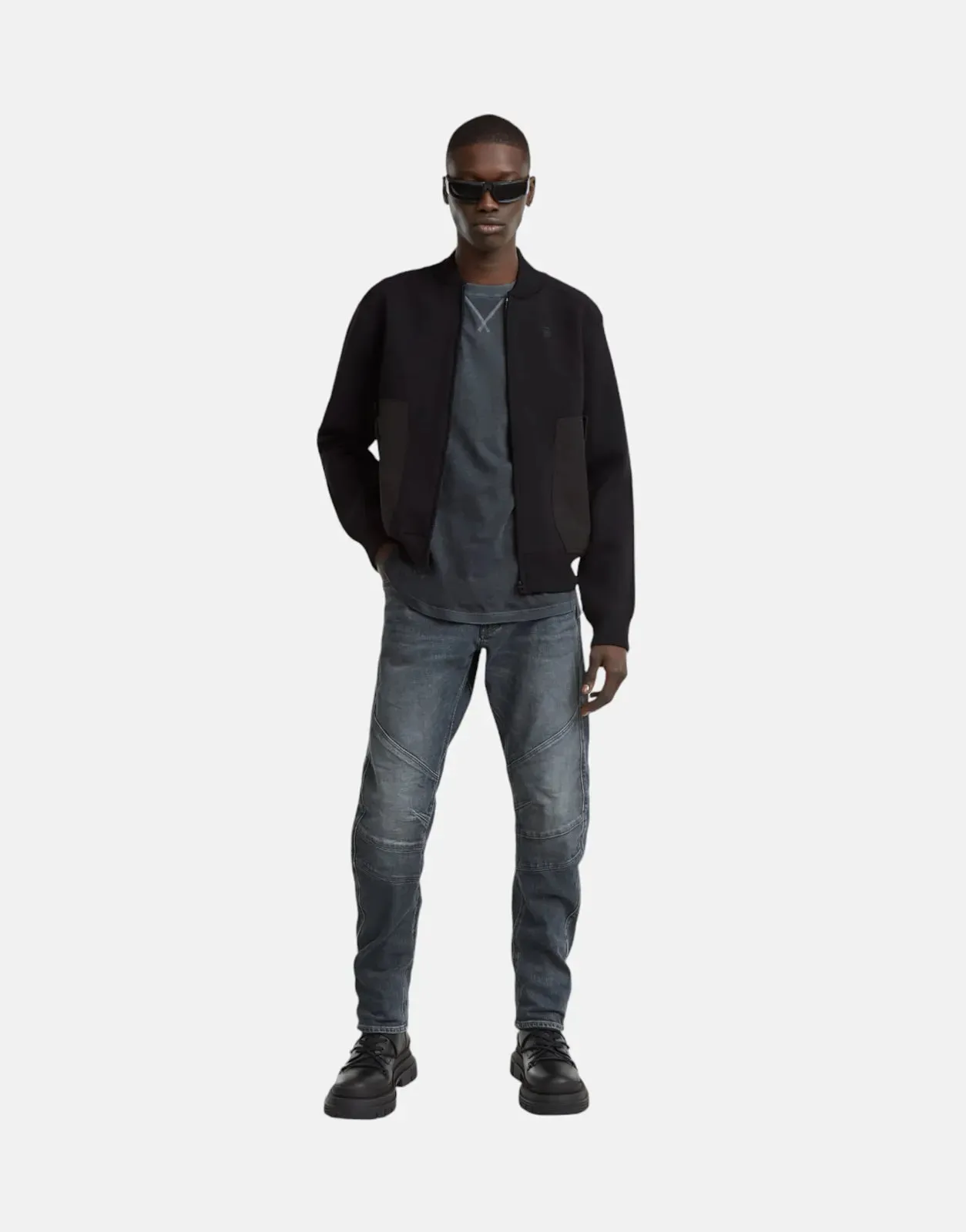 G-Star RAW Engineered Mix Bomber Knit Jacket Black