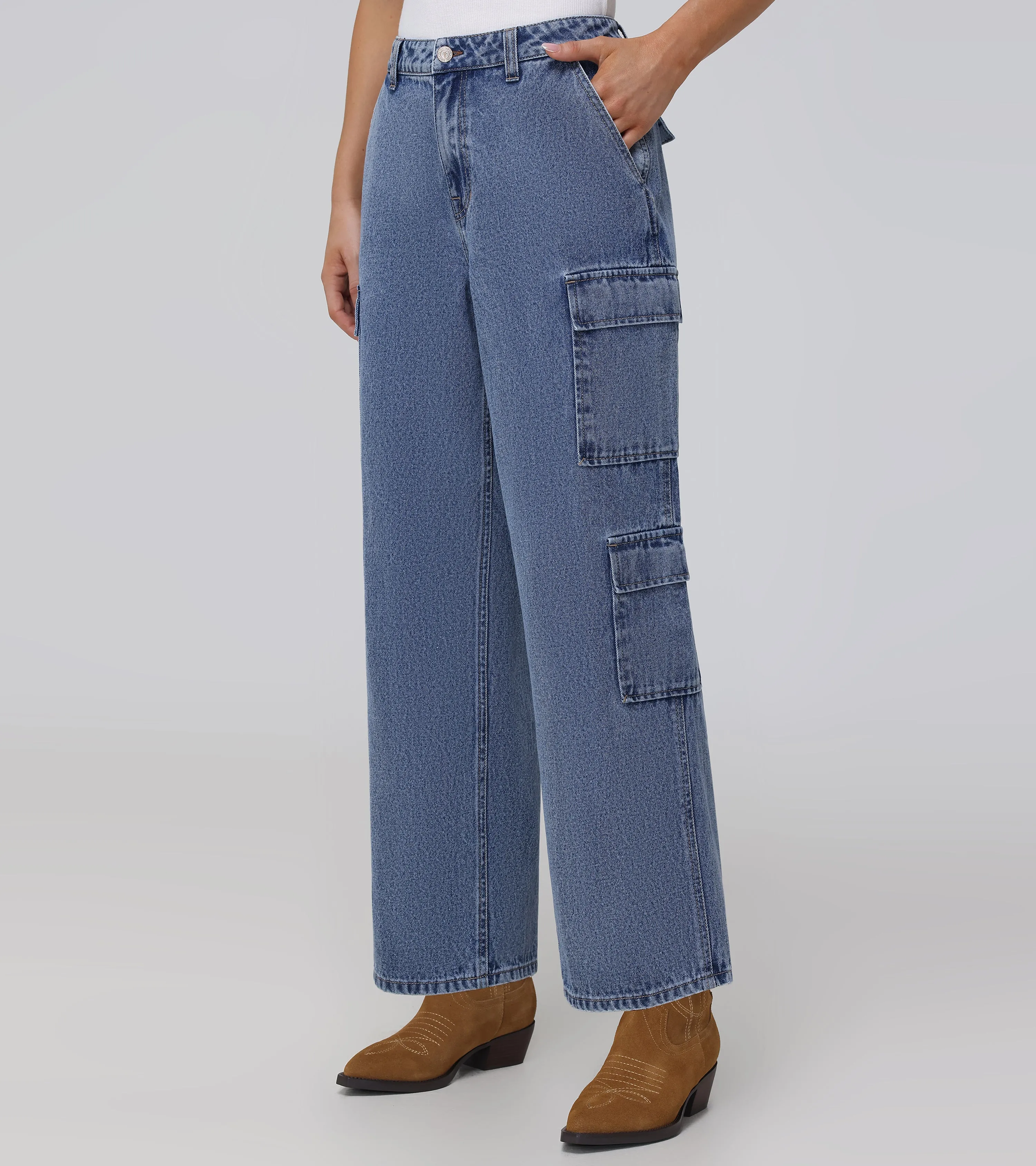 High Rise Utility Cargo Jeans