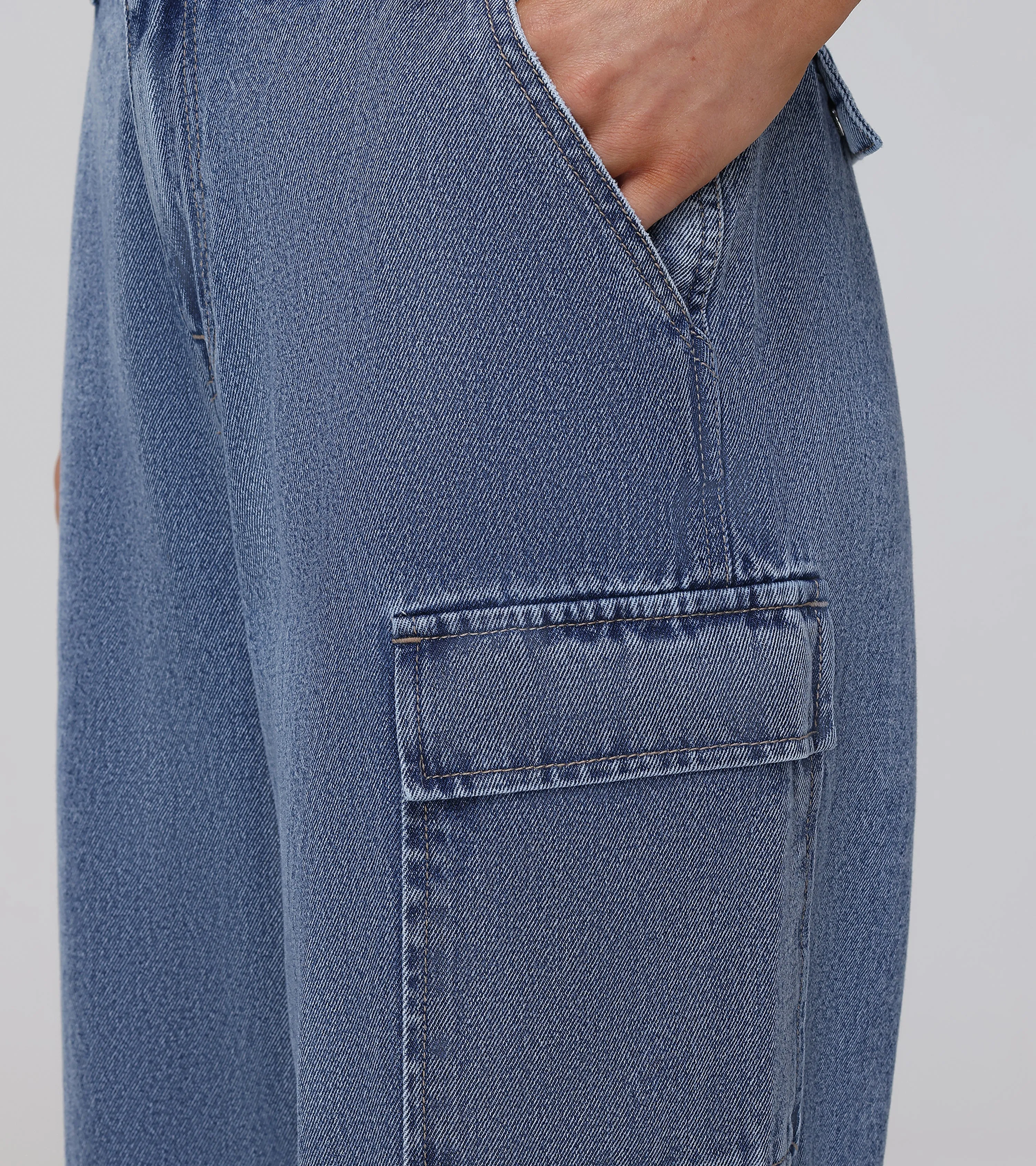 High Rise Utility Cargo Jeans