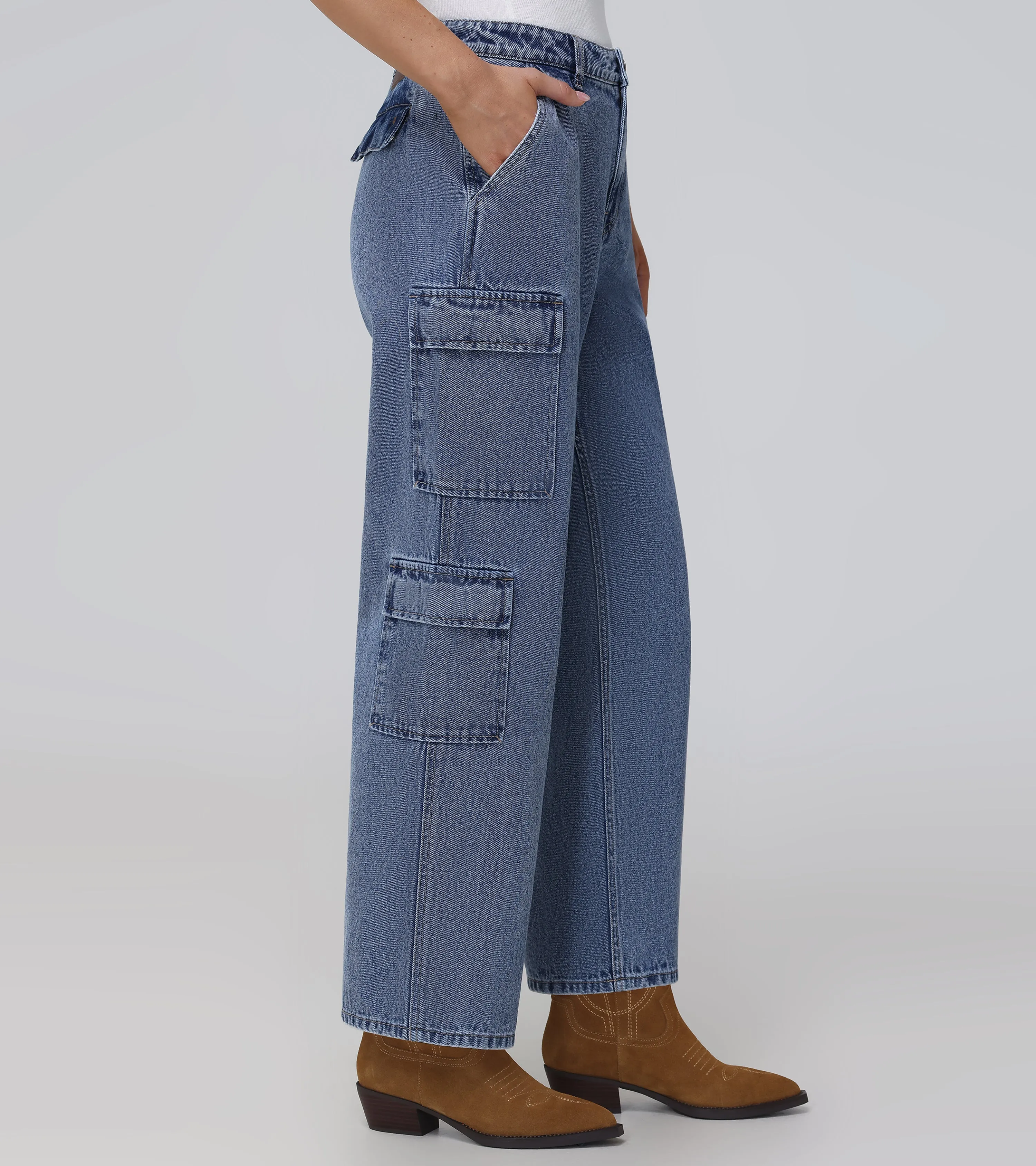 High Rise Utility Cargo Jeans