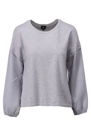 K Design Z805 Grey Satin Crew Neck Sweater