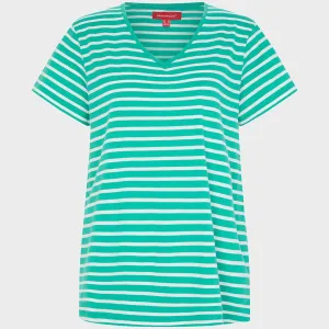 Ladies Striped Vneck T-Shirt