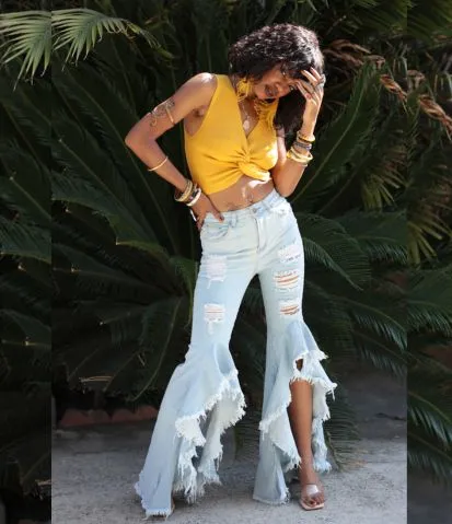 Light Denim Flamenco Ruffle Jeans