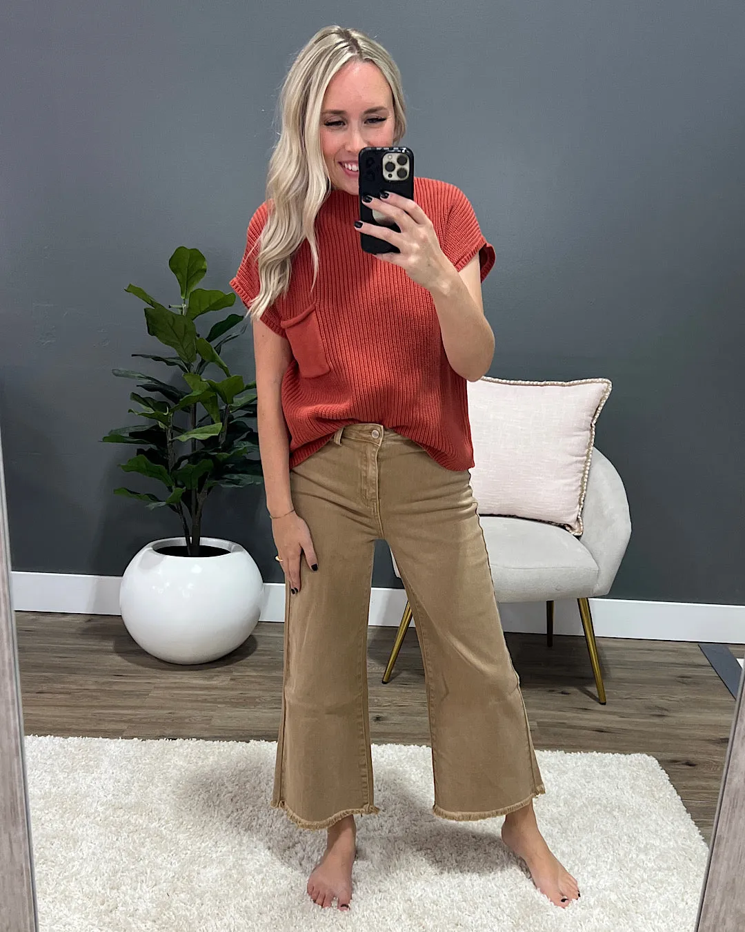 Mae Wide Leg Cropped Jeans - Brush