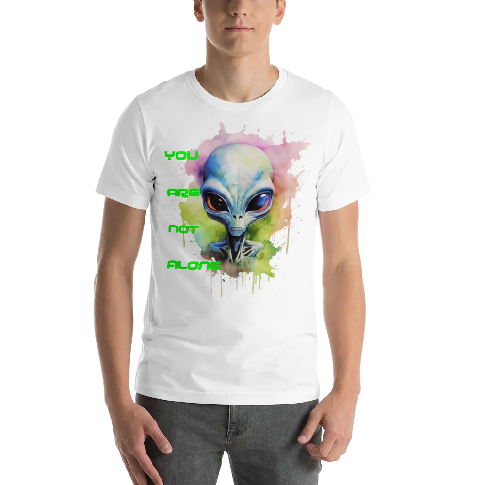 Men's Watercolor Alien You Are Not Alone Graphic T-Shirt