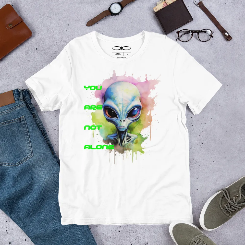 Men's Watercolor Alien You Are Not Alone Graphic T-Shirt