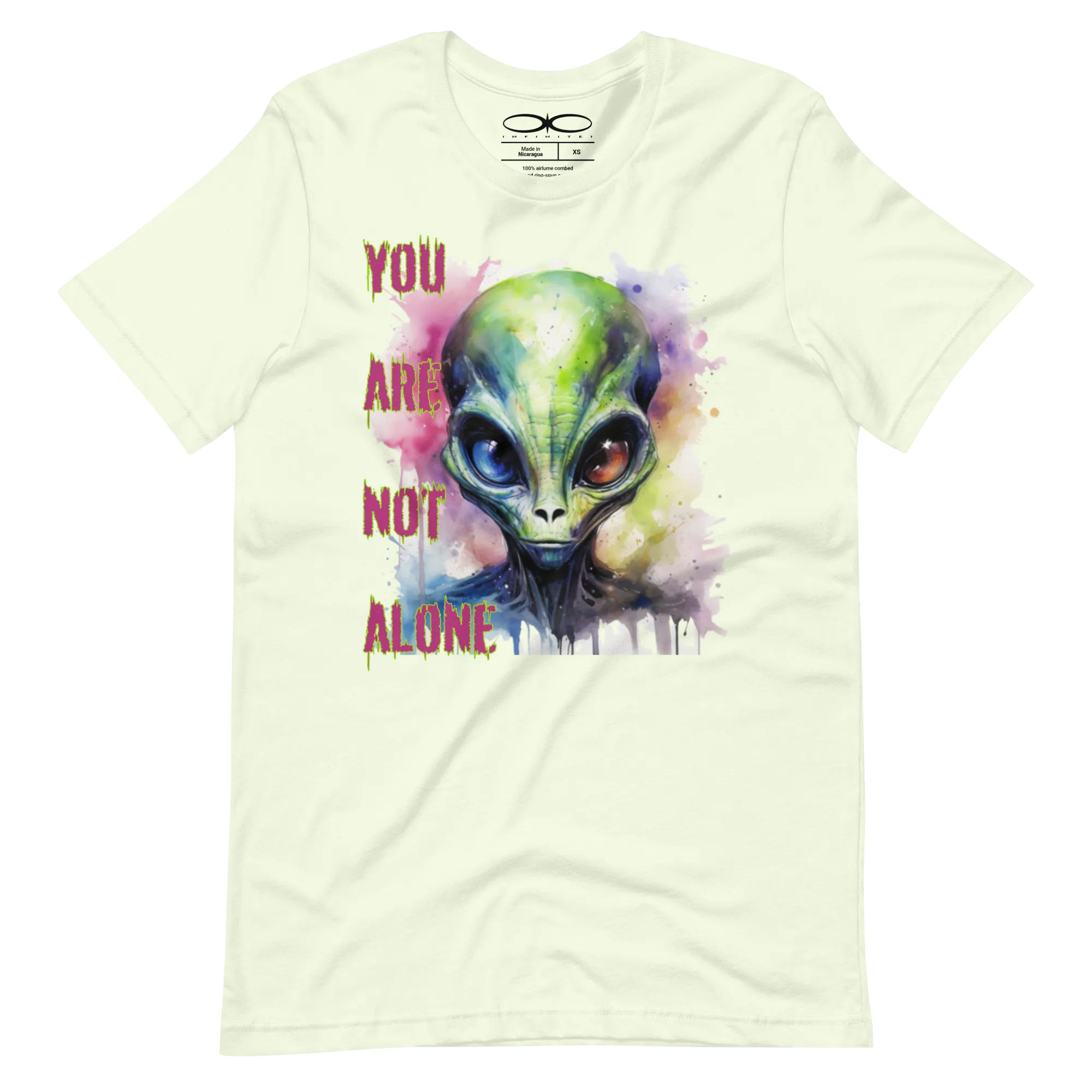 Men's You Are Not Alone Alien Watercolor Effect Graphic Tee