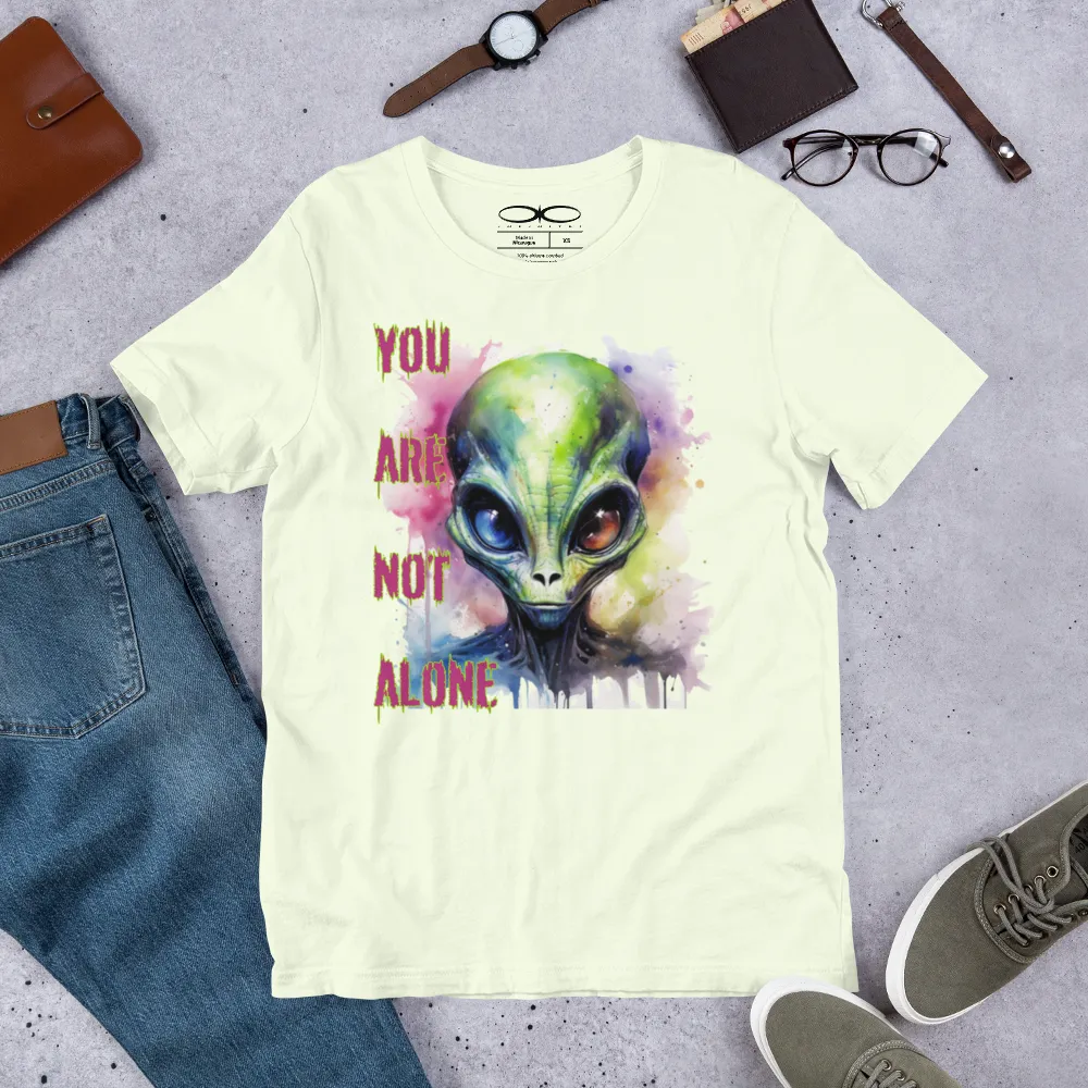 Men's You Are Not Alone Alien Watercolor Effect Graphic Tee