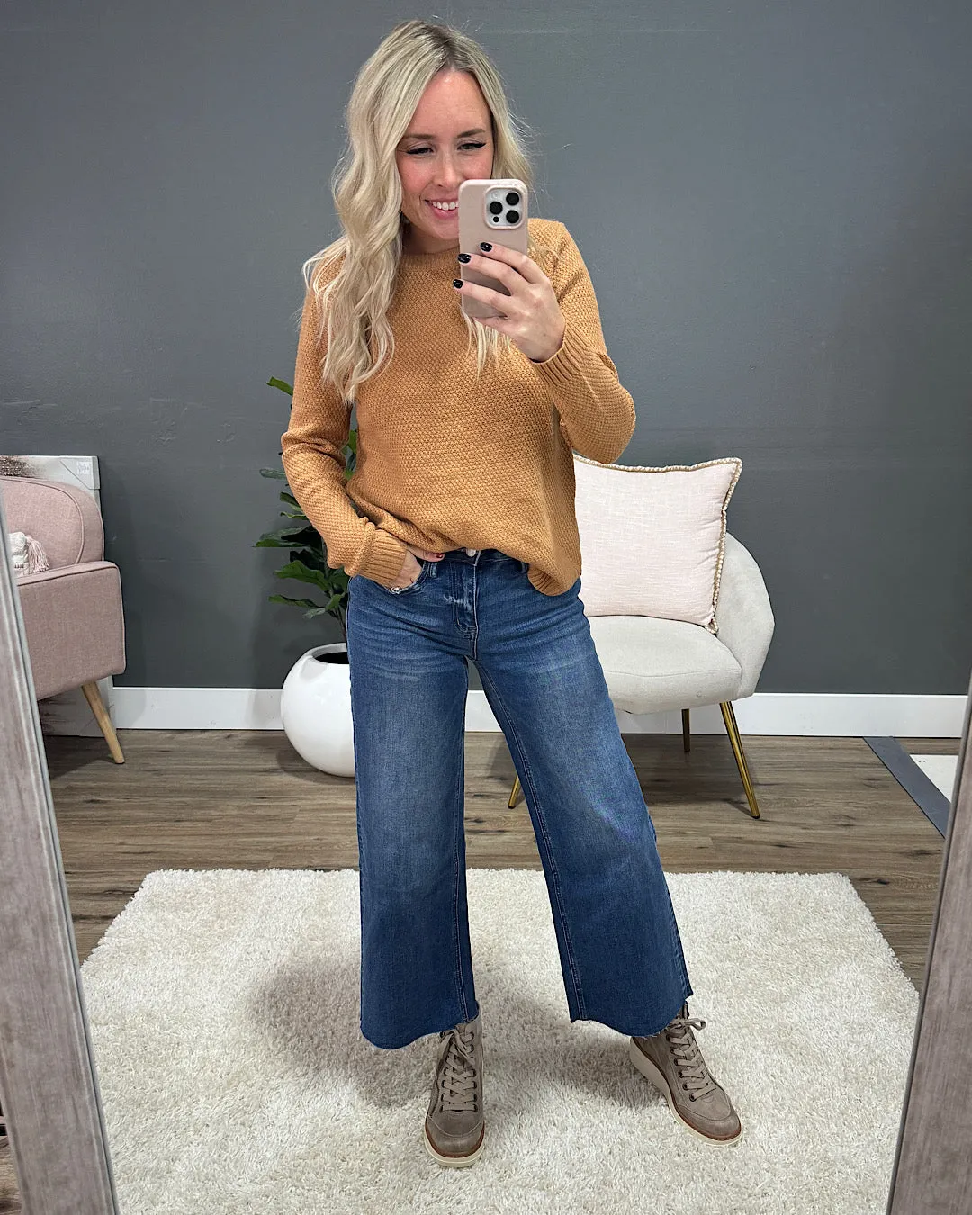 NEW! Vervet Lindsay Raw Hem Crop Wide Leg Jeans