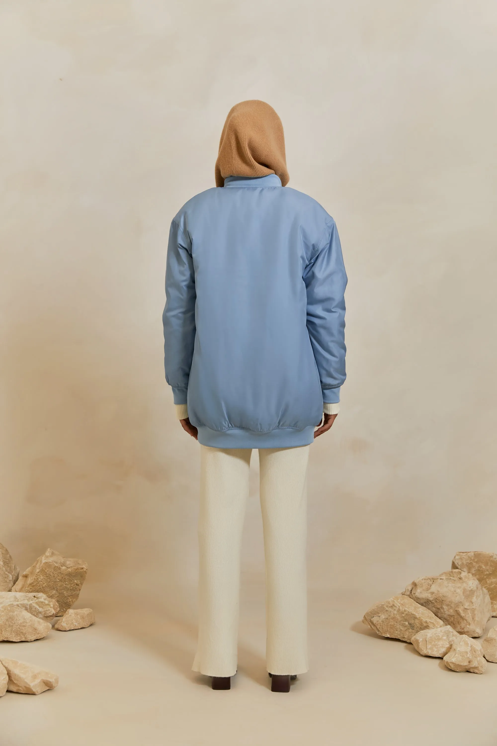 Oversized Bomber Jacket - Ashley Blue