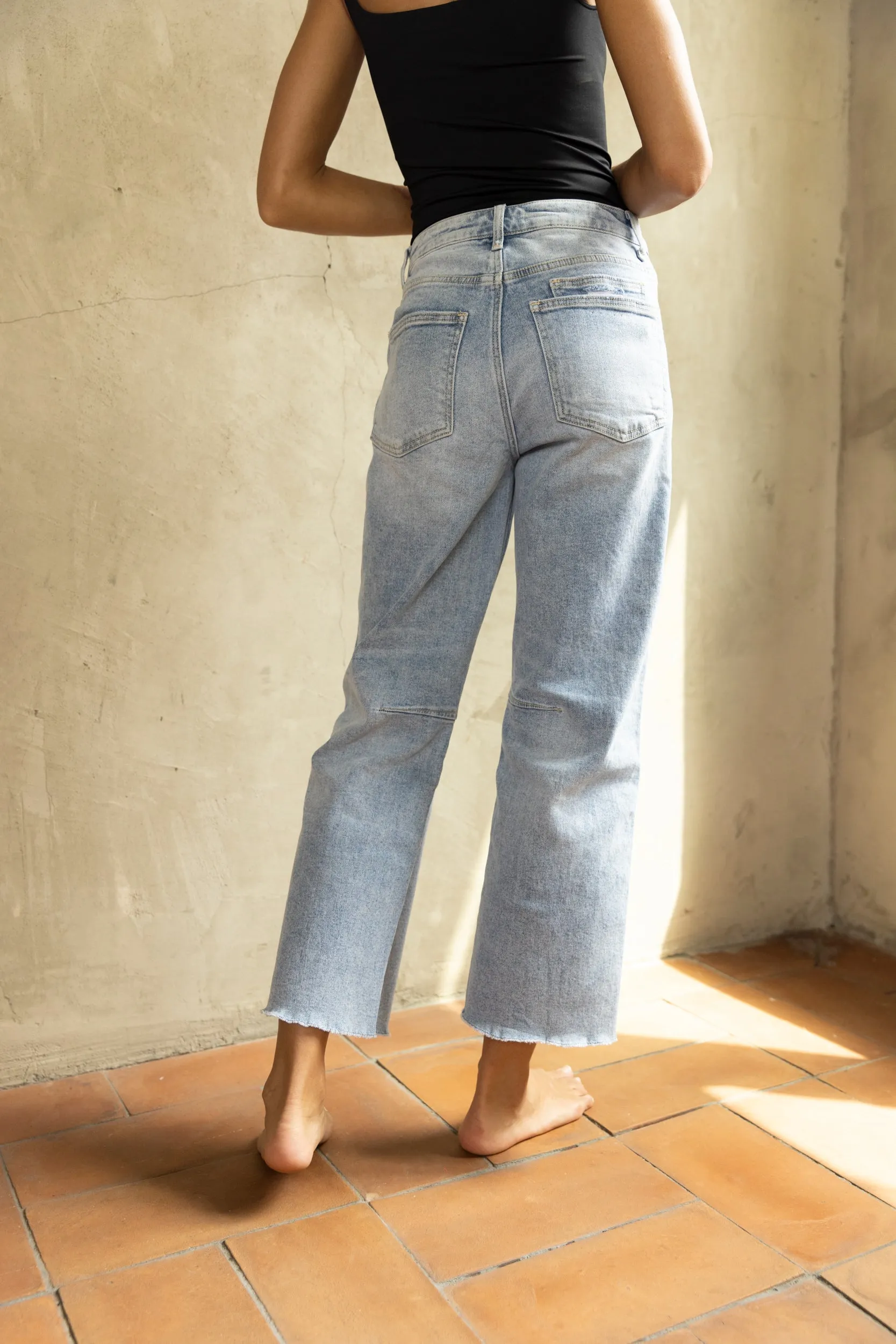 Preston High Rise Patch Pocket Wide Leg Jeans