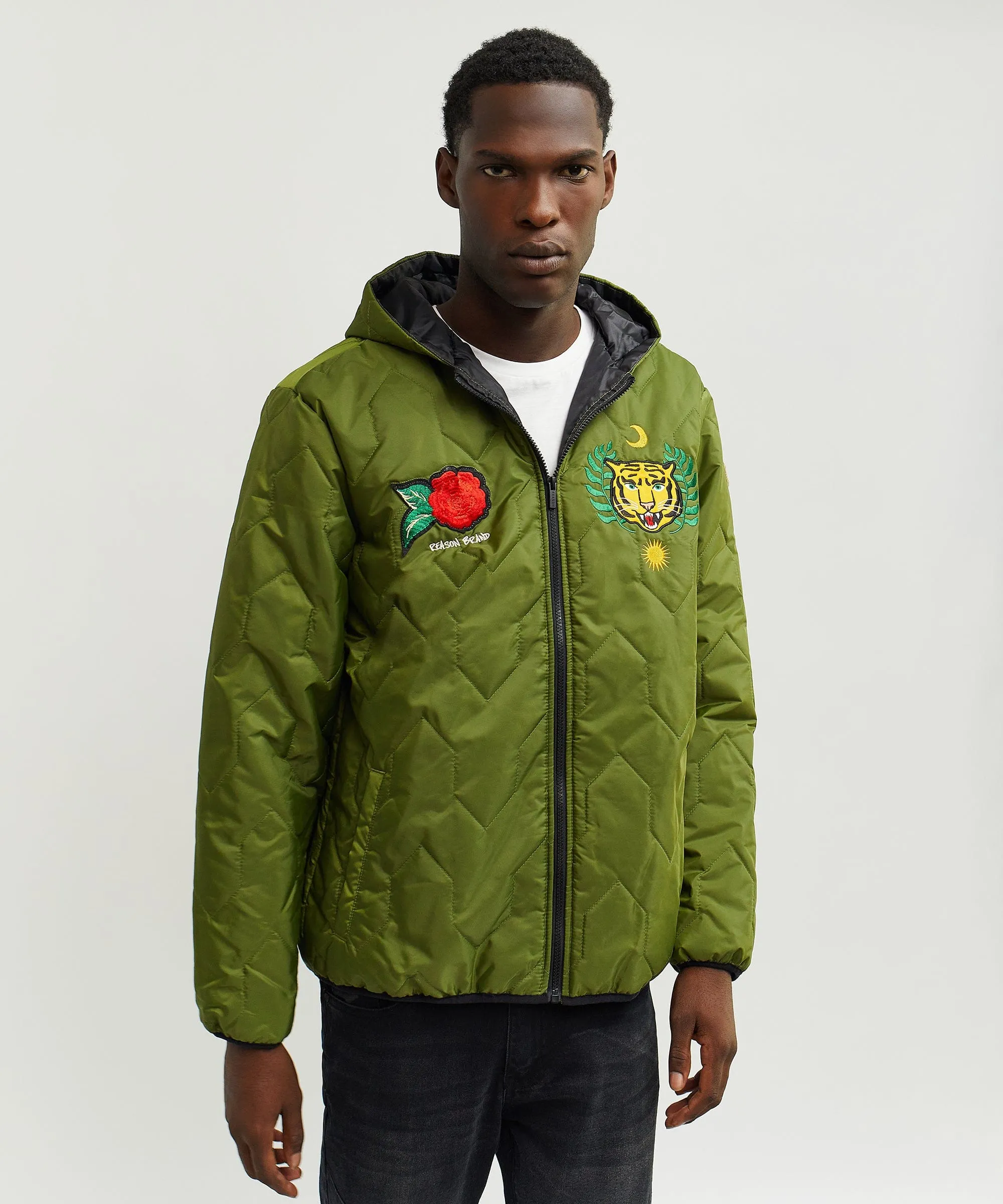 Quilted Hooded Jacket - Olive Green