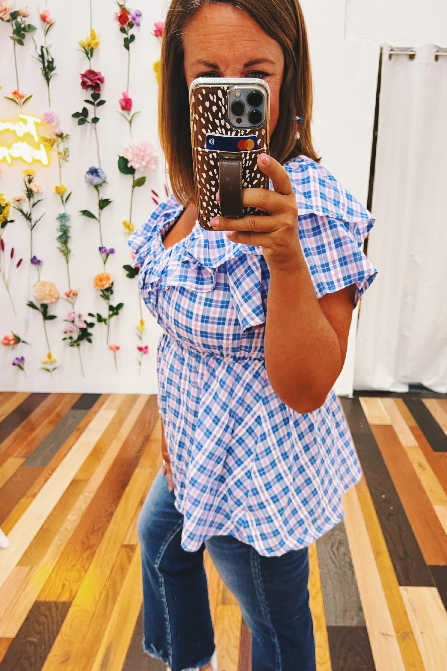 Rosemary V neck Babydoll Plaid Top