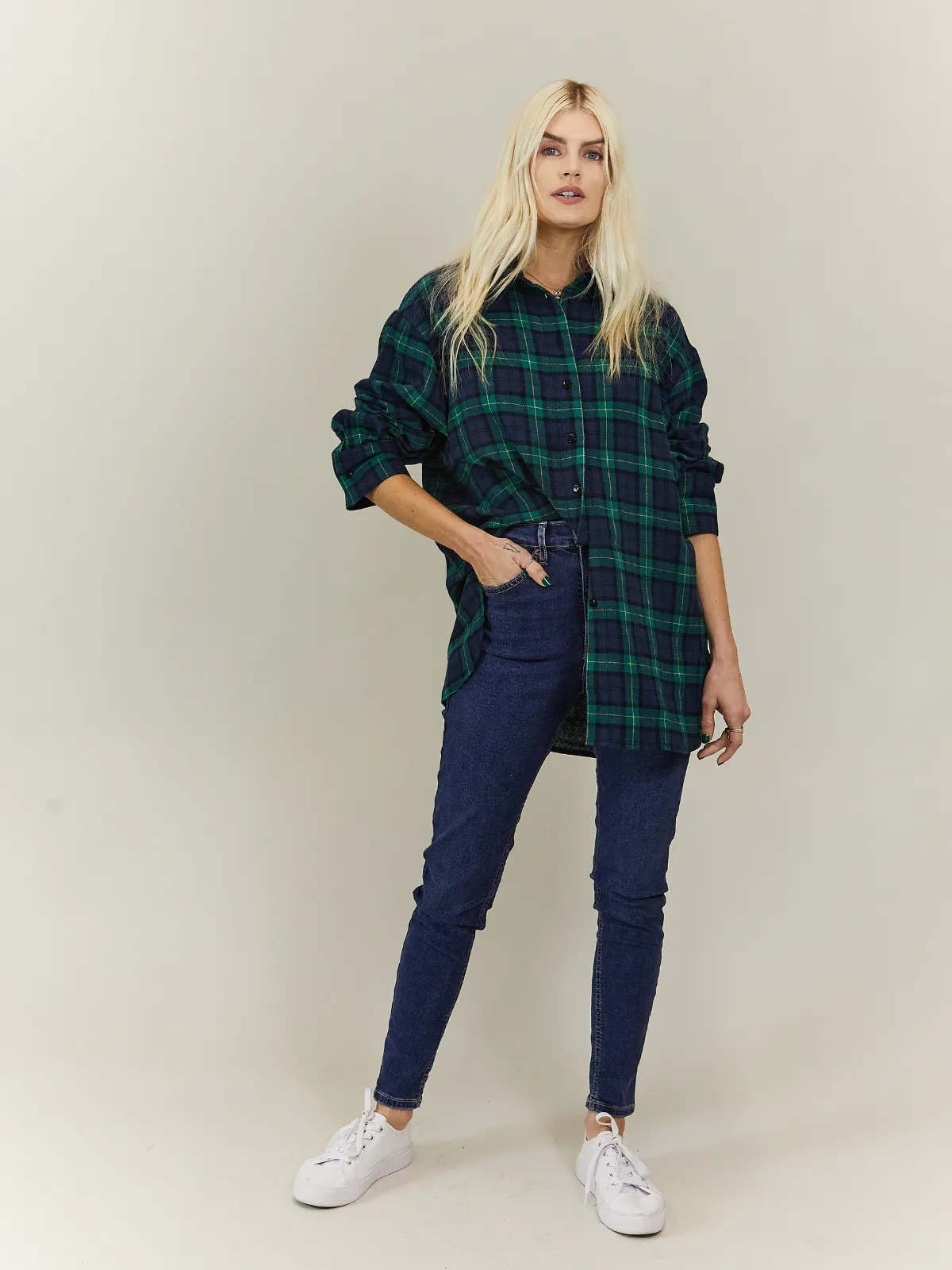 Sienna Oversized Shirt / Green Check