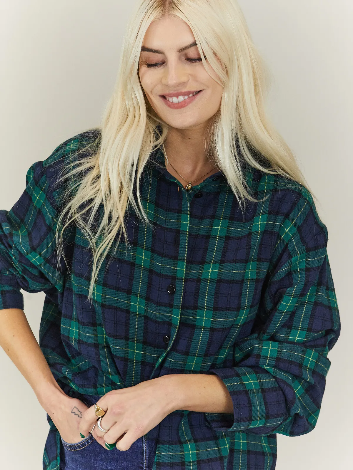 Sienna Oversized Shirt / Green Check