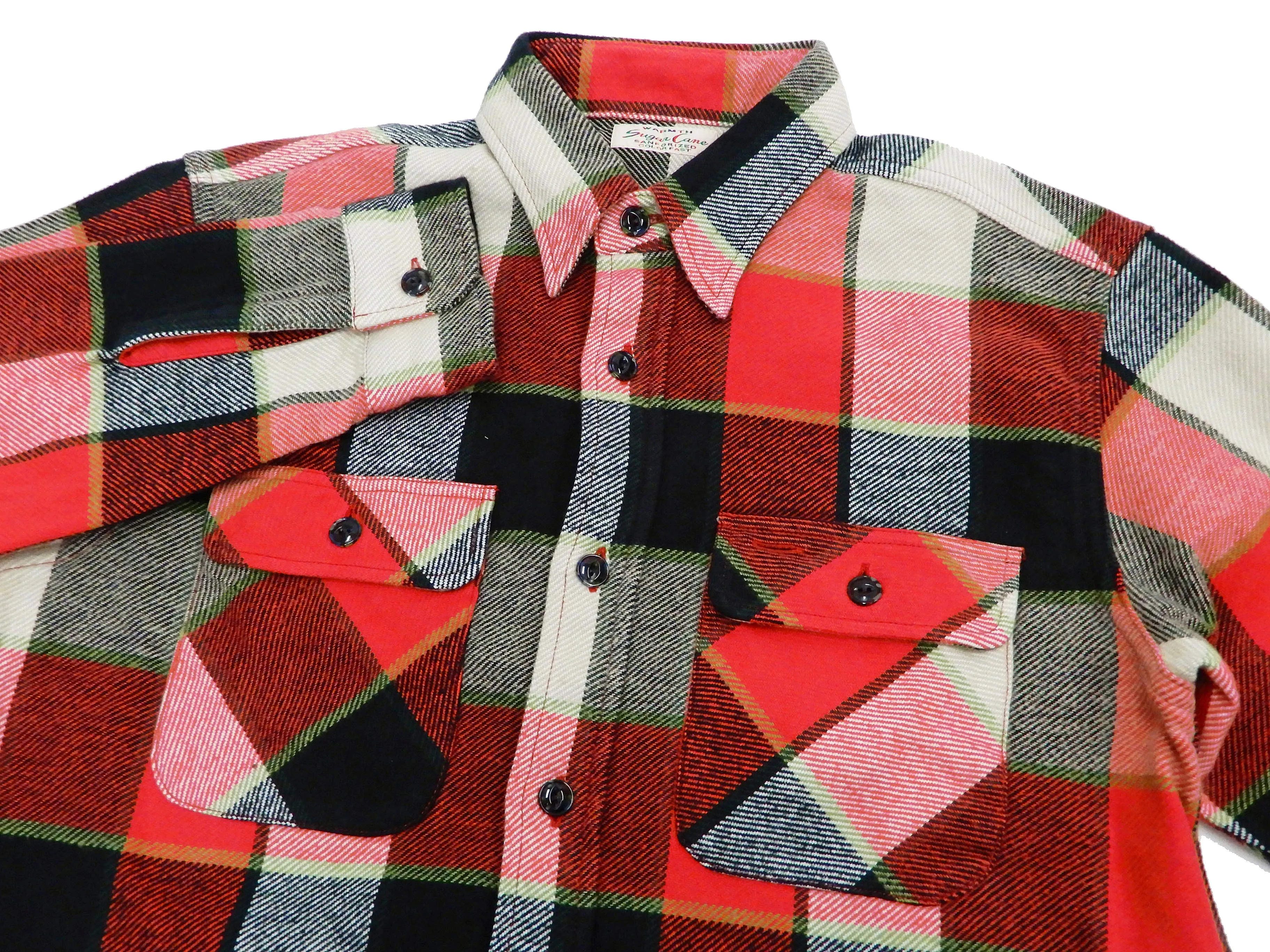 Sugar Cane Flannel Shirt Men's Plaid Long Sleeve Checked Work Shirt SC28752 165-RED