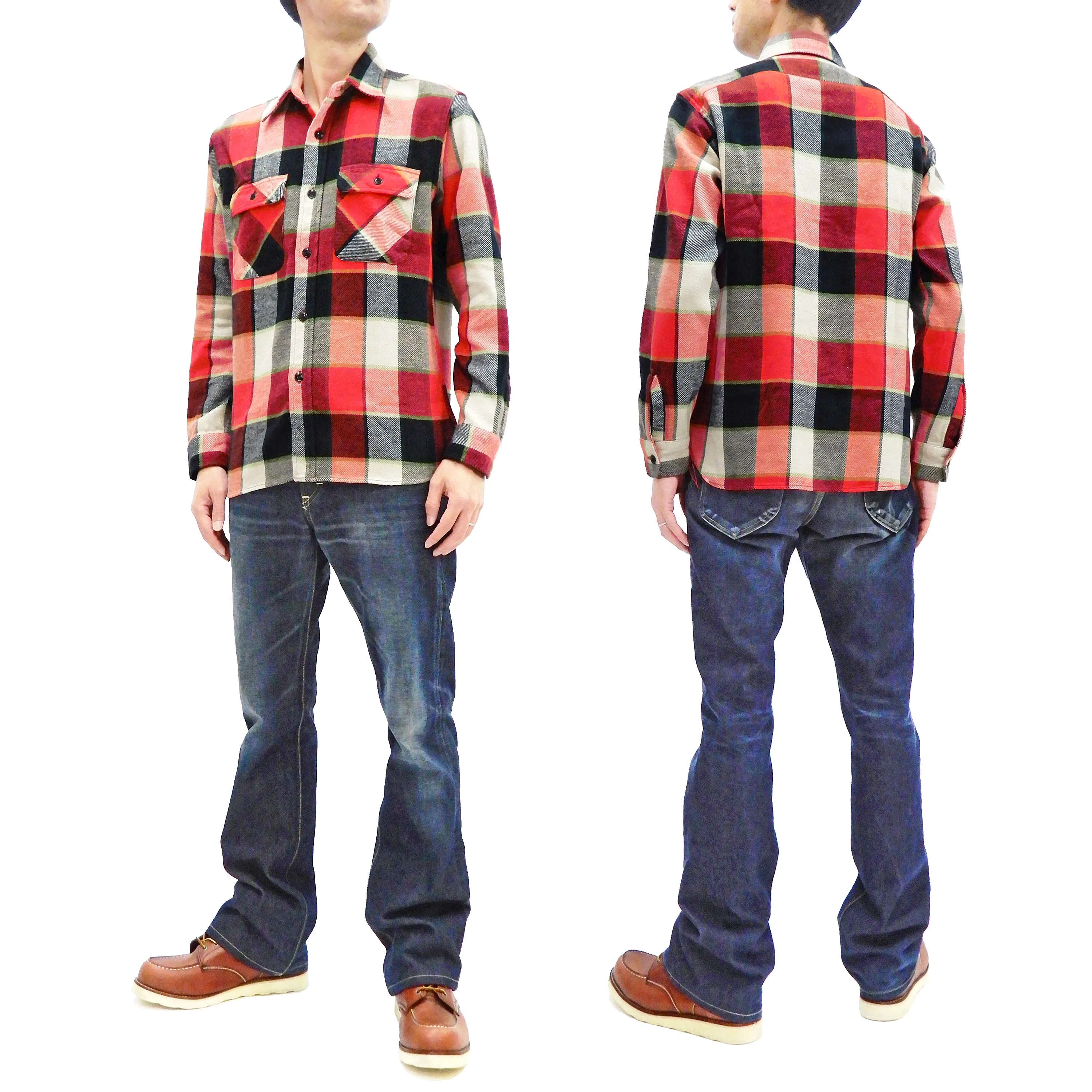 Sugar Cane Flannel Shirt Men's Plaid Long Sleeve Checked Work Shirt SC28752 165-RED