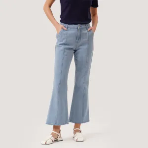 Wide Leg Light Wash Jeans With Pintuck